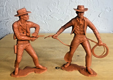 Lot of 2 Louis Marx COWBOYS Lasso Vintage 60's PASTIC TOY Figures 6"