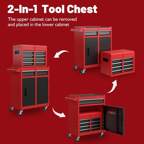 42" 5 Drawers Tool Cart on Wheels w/Cabinet,Multifunctional Rolling Tool Chest - Picture 57 of 58