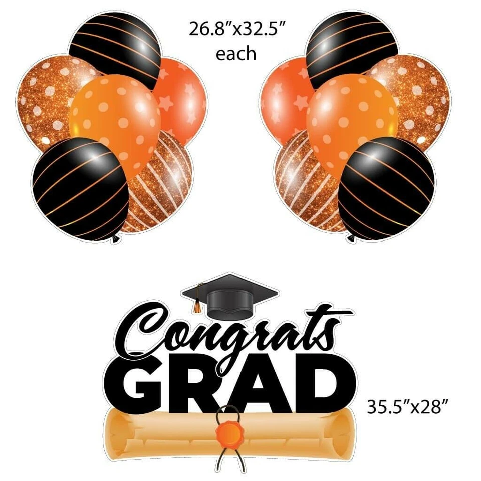 VictoryStore Congrats Grad Orange Graduation Yard Display Graduate Decor 20025G - Image 3 of 4