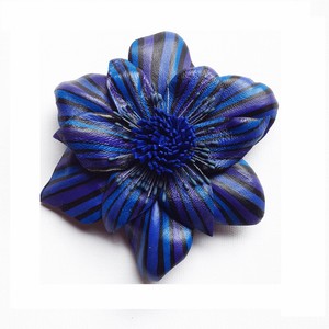Leather Flower Brooch Purple Blue Flower Broach Hair Pin Wedding