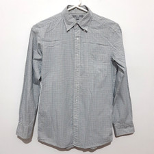 Uniqlo Shirt Mens White Blue Purple Long Sleeve Button Up Size XS