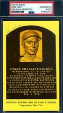 Sam Rice PSA DNA Signed Gold Hall Of Fame Plaque Autograph