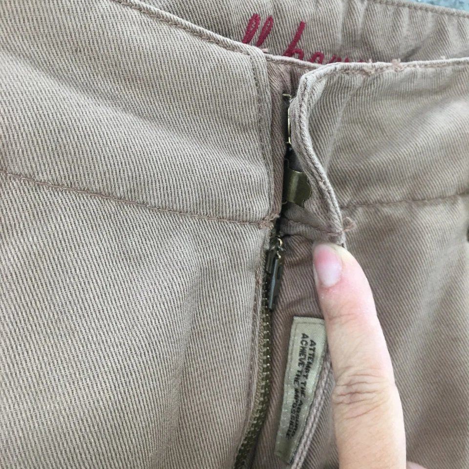 Брюки женские Ruff Hewn широкие штанины Chino 12 бежевые хлопковая смесь с высоким подъемом на молнии Fly НОВЫЕ - Изображение 4 из 4