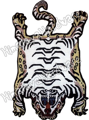 Wool Tibetan Tiger Rug Carpet Cutout white pelt skin stripe