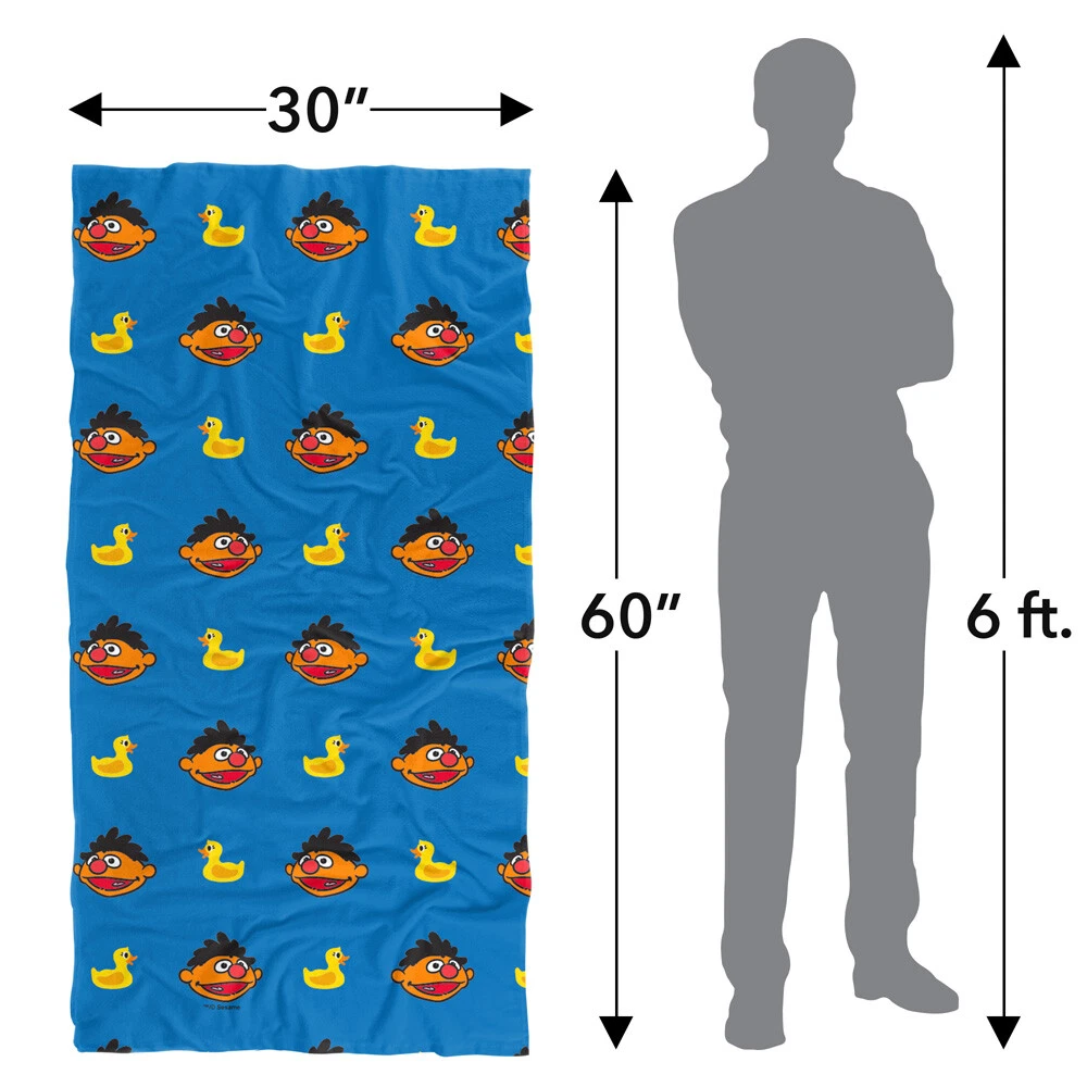 Sesame Street Ernie and Rubber Ducky Pattern Beach Towel 30"x60"