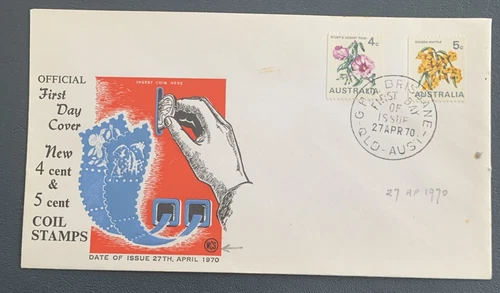 Australia FDC WCS 1970 New 4 & 5 cent Coil Stamps