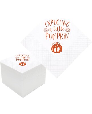 Pumpkin Baby Shower Napkins, 100 Pack Expecting A Little Pumpkin Party Decor NEW