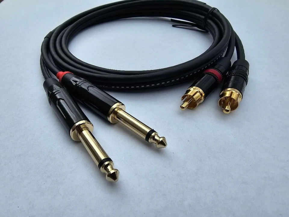 Mogami Dual Male TS 6.35mm 1/4" Phono Mono to 2×RCA Connector Audio Cable - Image 2 of 3