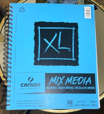 Canson XL Mixed Media Paper Pad, 98 lb, 9 x 12 Inches, 60 Sheets, Cover Torn