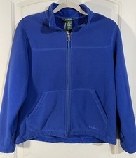 LL Bean Boys Blue Fleece Coat Full Zip Pockets 14-16