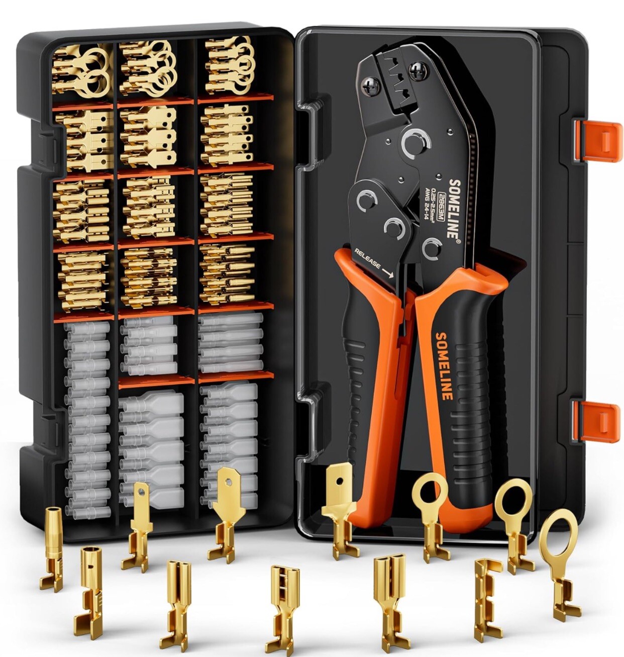 Pinza a Crimpare Set Di Prese Piatte, Pinze a Crimpare per 0,25-2,5 Mm²,Con 12 T