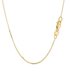14k Yellow Real Solid Gold Mirror Box Chain Necklace, 0.7mm, 24"