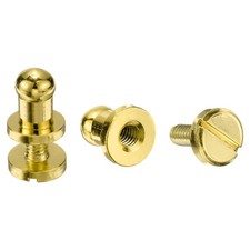 5pcs Round Head Button Studs Screw 4mm Brass Ball Leather Rivets Gold Tone