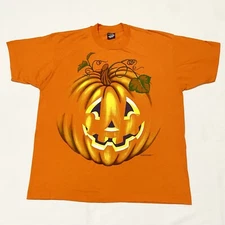 Screen Stars Best Vintage 1991 90s Halloween Jack O Lantern Pumpkin T Shirt XL