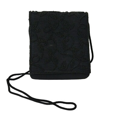 Specialty Collection Evening Crossbody Bag Black Purse Makeup Mirror Flap Close