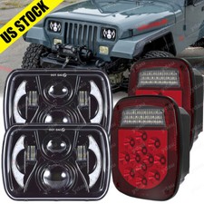 For 87-95 Jeep Wrangler Yj 7x6 Led Headlights Hi-lo Drl Turn Lamp Tail Lights
