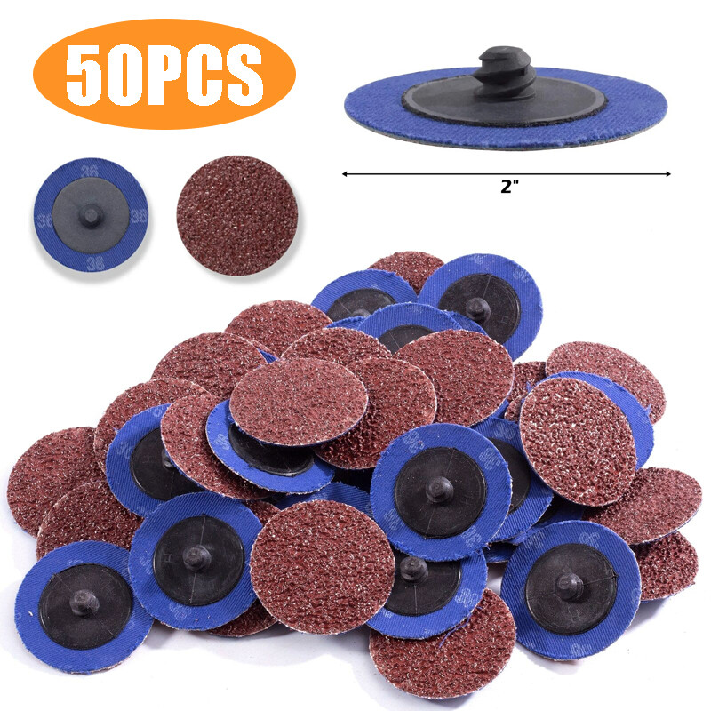 50x 2 inch 36 Grit Roll Lock Sanding Grinding Disc Die Grinder Quick Change Pads