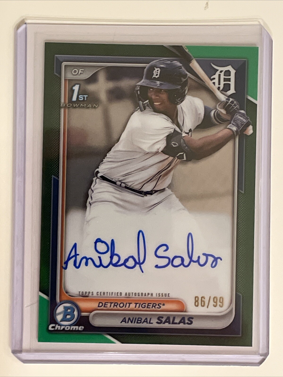 ANIBAL SALAS 2024 BOWMAN CHROME 1ST GREEN REFRACTOR TIGERS AUTO /99 Q0593