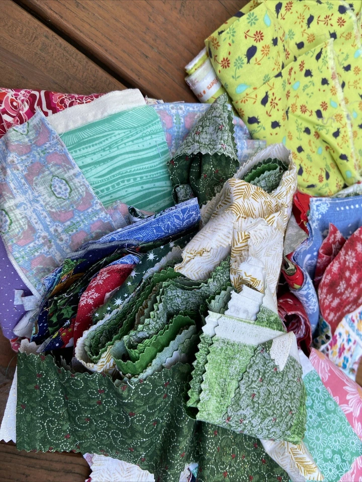 Over 3.5 Pounds of Cotton Fabric Quilting Cut Scraps Squares Remnants - Image 3 of 4