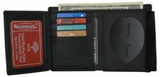 Police Wallet with Badge Holder RFID Genuine Leather Badge Trifold ID Wallet