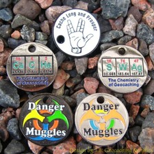 5pcs PathTag lot with Glow Enamel Muggles, Cache Long Prosper, Chemistry