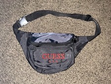 Rare Vintage 80s GUESS USA Fannypack Fanny Bag HTF Black With red