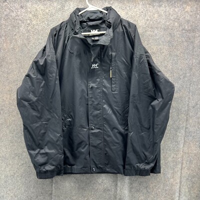 Helly Hansen Jacket Mens Large Black Full Zip Nylon Sailing Coat Tech Sistem Ski
