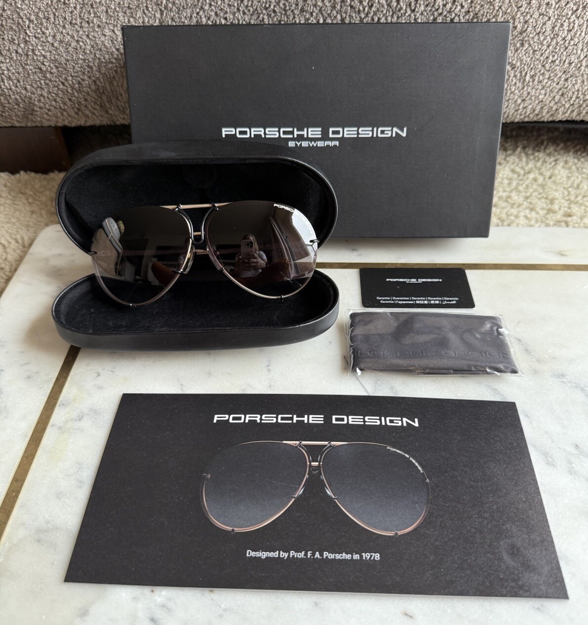 NEW Porsche Design Eyewear P8478 Aviator Sunglasses in Matte Gold Titanium Black