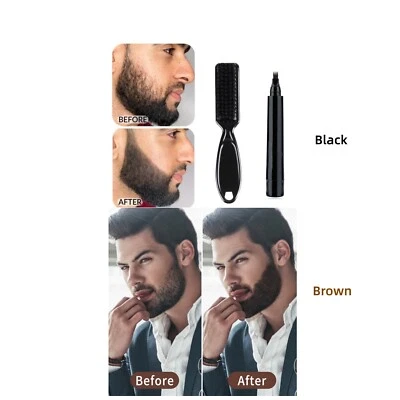 Beard Pencil Filler for Men Waterproof Natural Finish Mustache Pen & Beard Brush