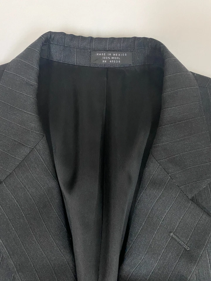 Blazer Jones New York Hombre 44 Clásico Dos Botones Negro Rayas Foto 4 de 4