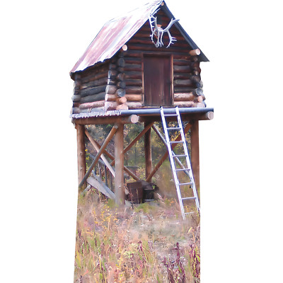 SP13266 Moose Creek Hunting Shelter Cabin Food Cache Alaska Cardboard Cutout Sta