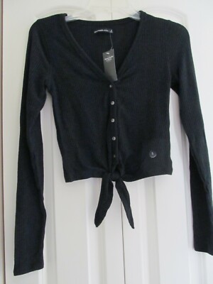abercrombie fitch Cardigan Sweater Size S Black Heathered