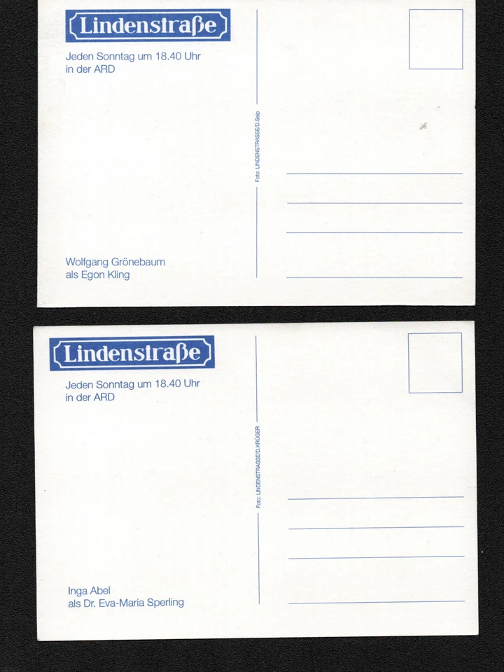 LINDENSTRASSE 2x Schauspielerkarten signiert AK 10,5x15cm TV Autogramm Karten - Bild 2 von 2