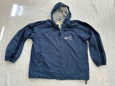 Eddie Bauer Jacket Coat Blue Men’s XL Windbreaker Cotton Zipper Hood 2 Pockets