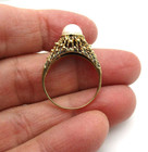 14K Yellow Gold Pearl Solitaire Brutalist Ring Size 8.5 [R322] — photo 5