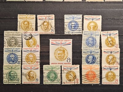 US Stamp Sc 1096 **1175, Champion of Liberty 2 Sets, MH & Used CV