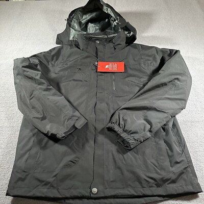 CAMEL CROWN Hooded Softshell Jacket Mens Large Black Fleece Lined NWT Full Zip