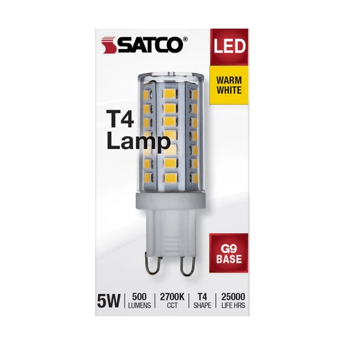 Satco S11238 Dimmable LED 5W =40W 120V Double Loop G9 T4 Clear 2700K Warm White - Picture 4 of 9