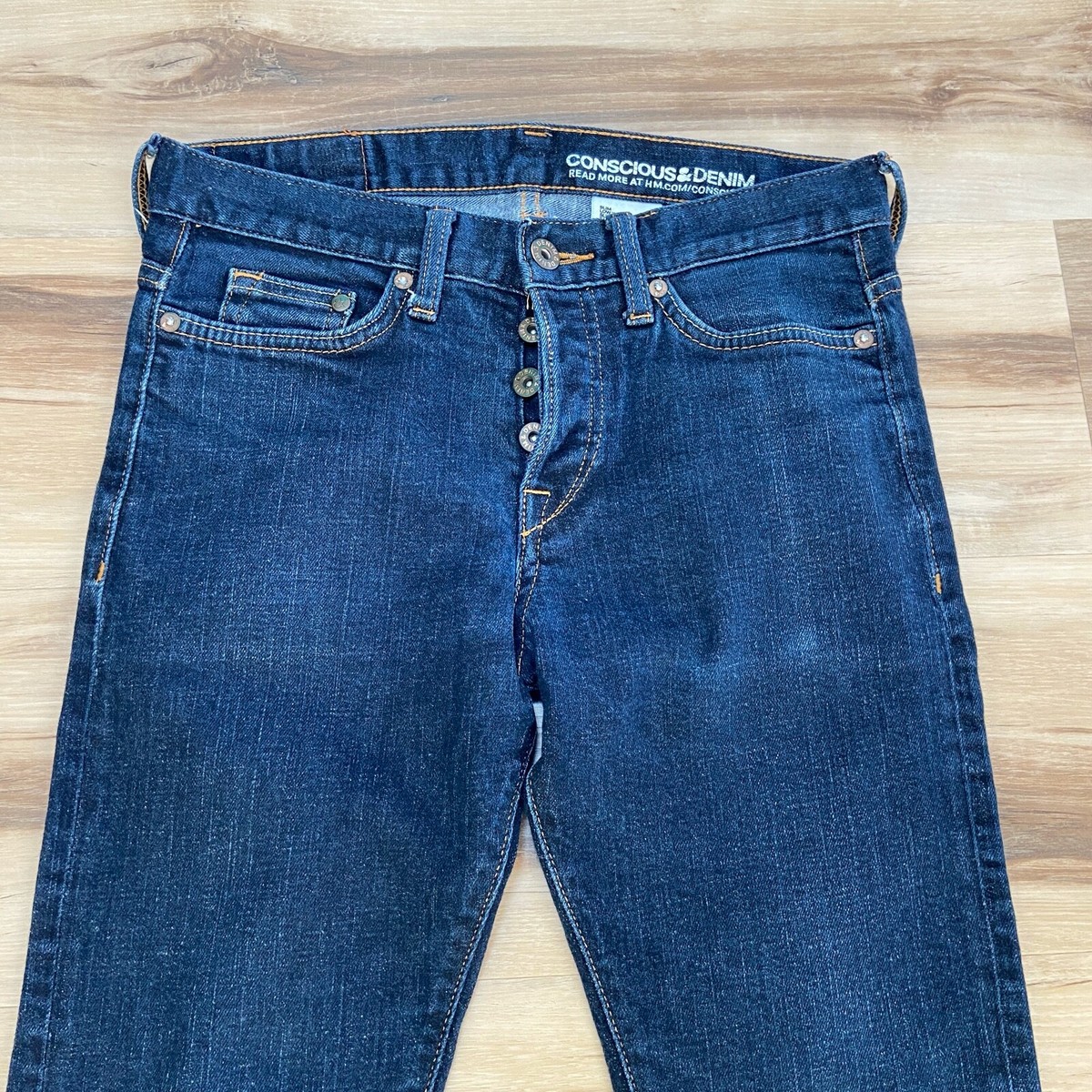 H&M Jeans Mens 28 x 32 Slim Conscious Denim Blue Dark Wash