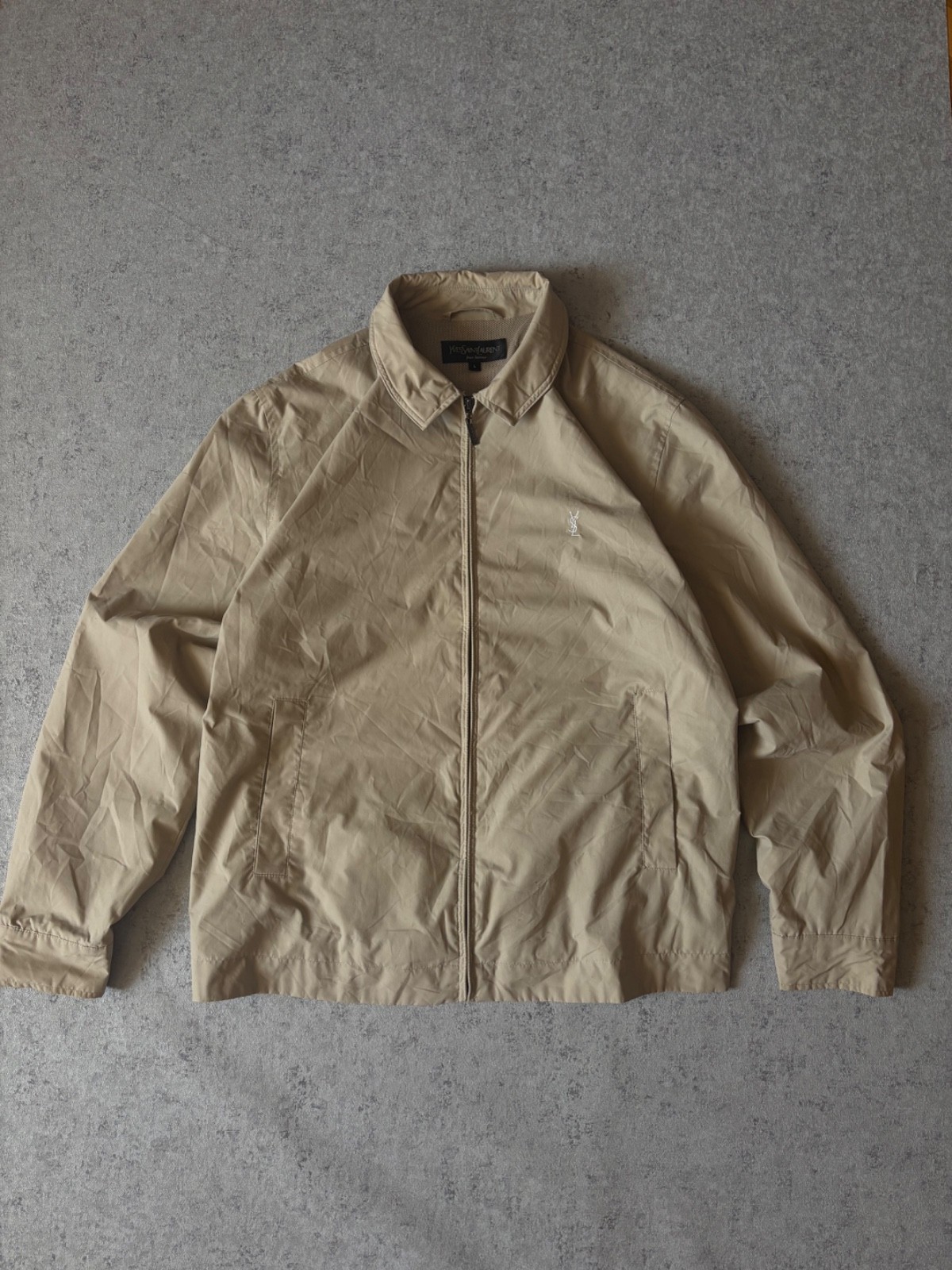 GIACCA VINTAGE YVES SAINT LAURENT BEIGE HARINGHTON TAGLIA L