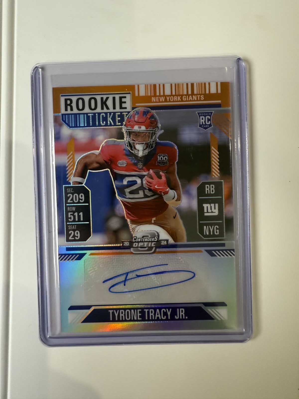 2024 Contenders Optic Tyrone Tracy Jr Rookie Ticket On Auto Orange  /50 Giants