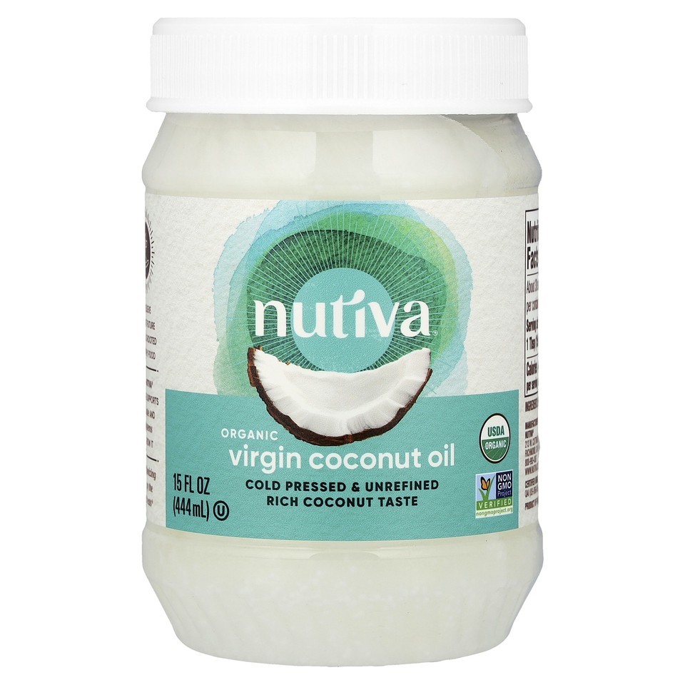 Nutiva Organic Coconut Oil Virgin 15 fl oz 444 ml BPA-Free, Hexane-Free, Kosher,