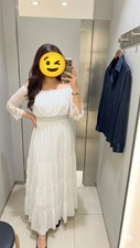 Women  s White Chiffon Maxi Dress Off Shoulder Lace Sleeve Boho Wedding Party L