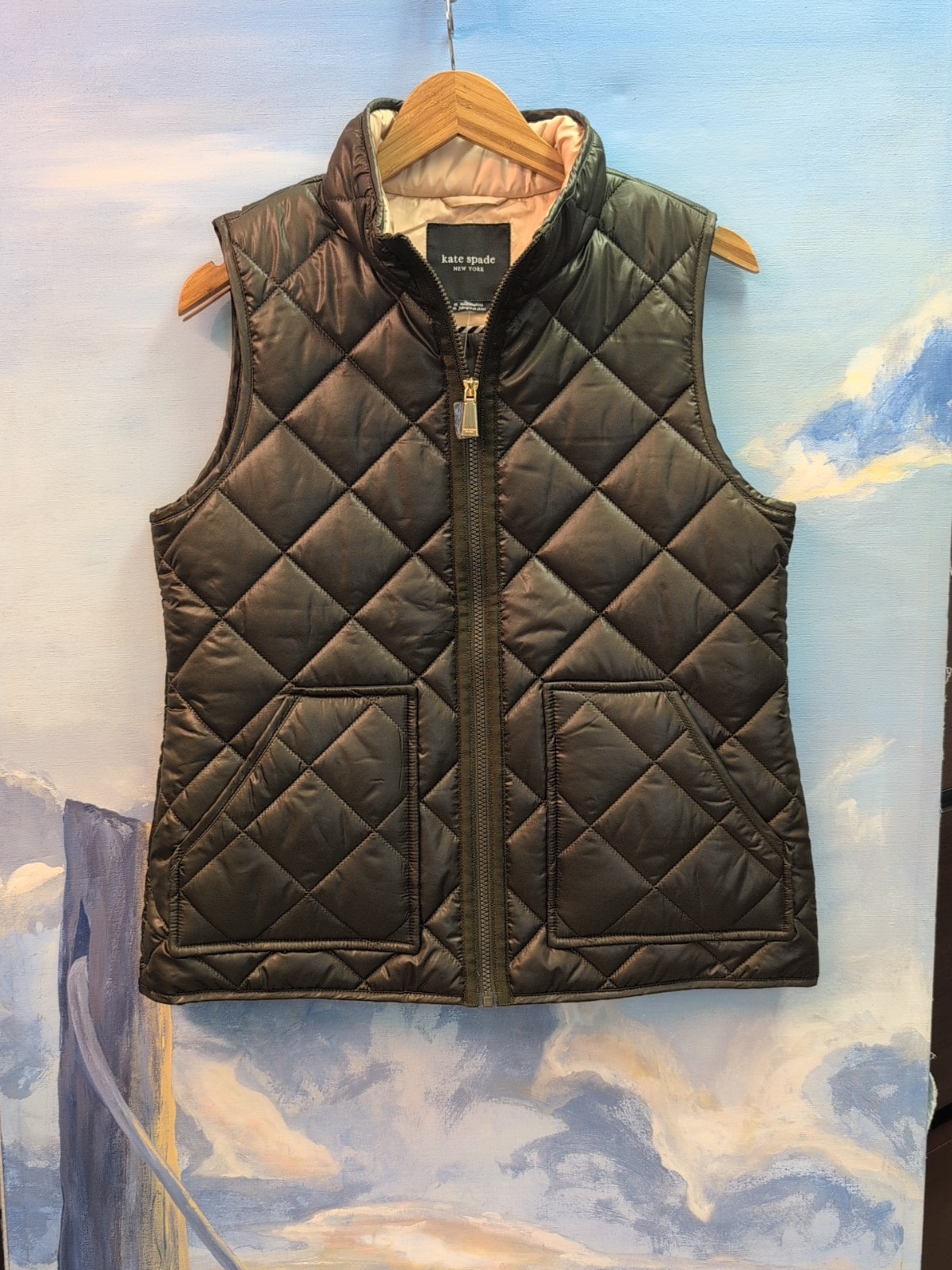 NEW! Kate Spade Puffer Jacket Vest In Olive Green M