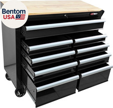Heavy Duty Rolling Tool Chest With 9-drawer Wood Top Tool Cart Mechanic Tool Box