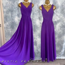 New Purple Chiffon Bridesmaid Prom Dress Size 8 UK Sleeveless Long Evening Gown