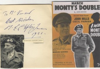 M. E. Clifton James vintage signed page I Was Monty's Double