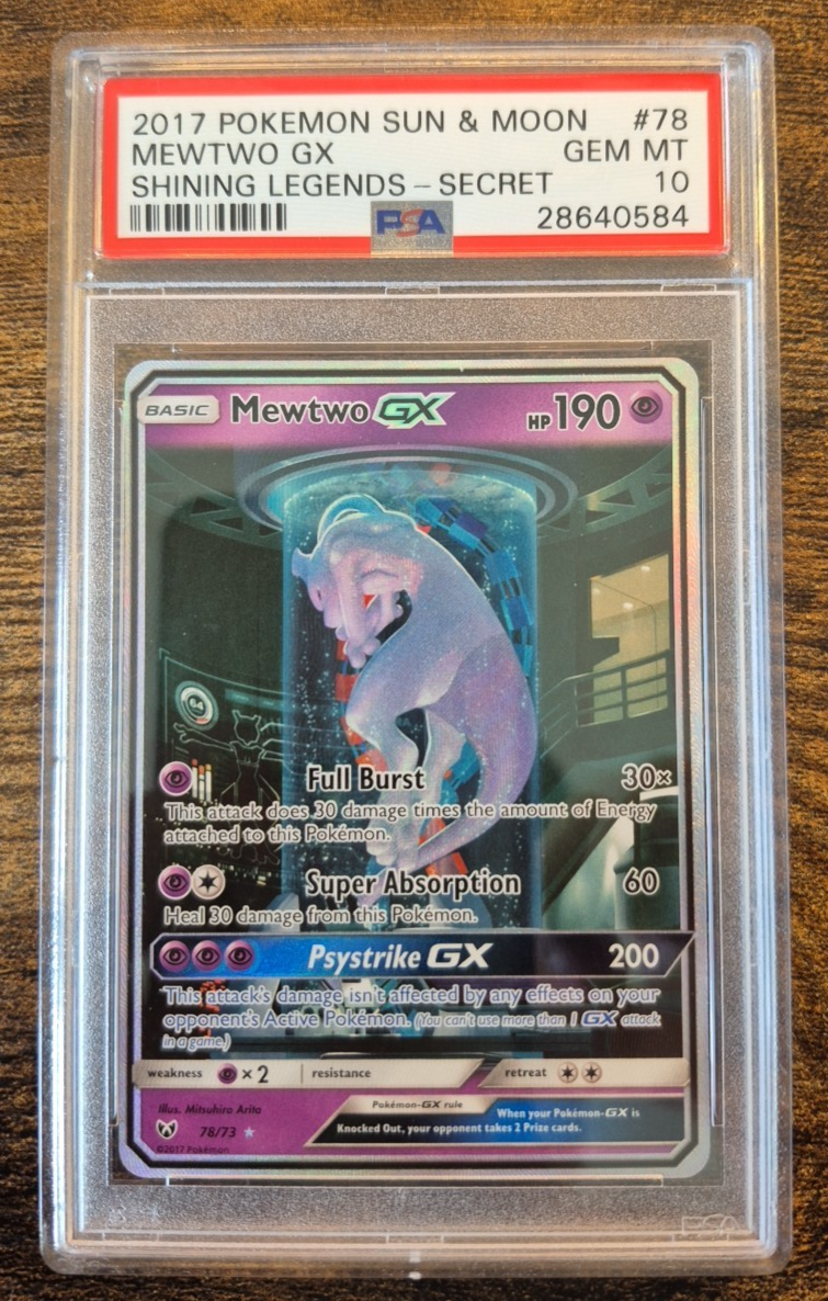 mewtube pokemon card Mewtwo GX Shining Legends Mewtube 78/73 PSA 9  TBC Games