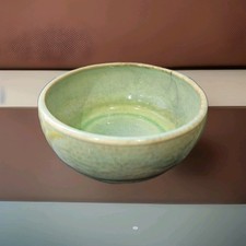 Melba Ware Vintage Green /Yellow Pottery Bowl Home Decorative