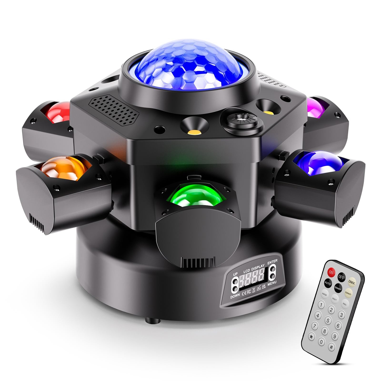 Lyre LED 150W d-mx512 avec faisceau stroboscopique RGBW à 6 têtes pour scène